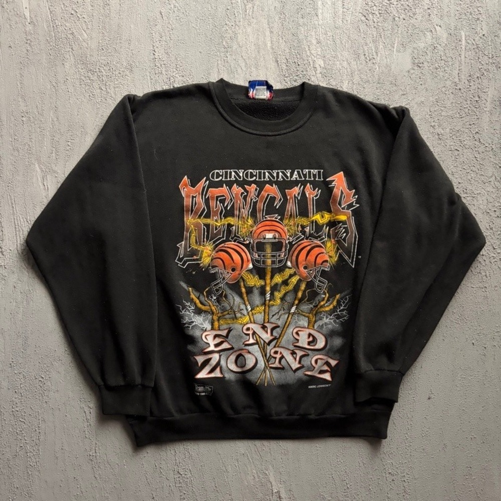 Vintage Cincinnati Bengals Sweatshirt XL Black 1990s NFL Magic Johnson